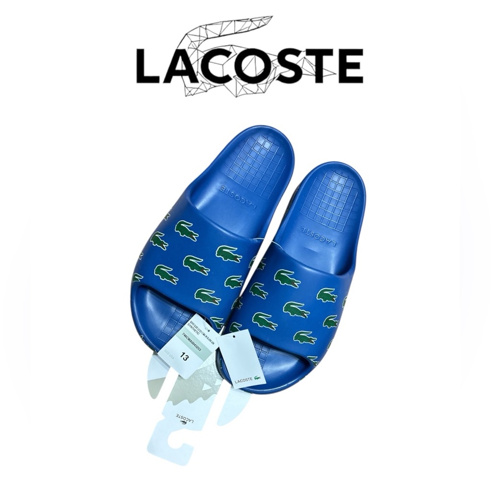 Lacoste men’s blue slides w crocodile 🐊 print size 13 NWT